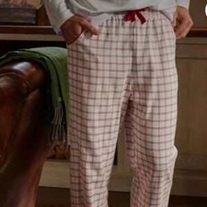 Lake Pajamas Men’s Plaid Flannel PJ Pants White Red Holiday Christmas